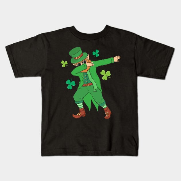 Dabbing Leprechaun St Patricks Day 2018 Kids T-Shirt by Eugenex